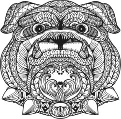Floral Bulldog For Laser Engraving Machines Free Vector CDR File