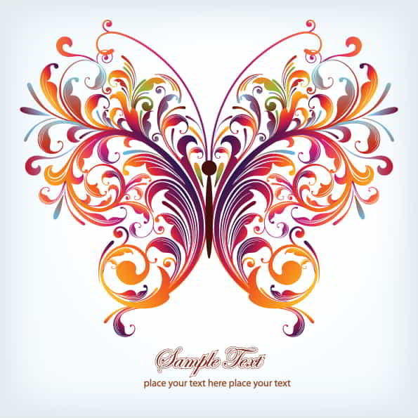 Floral Butterfly Design Free Vector