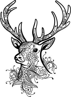 Floral Deer For Laser Engraving Machines Free Vector CDR File