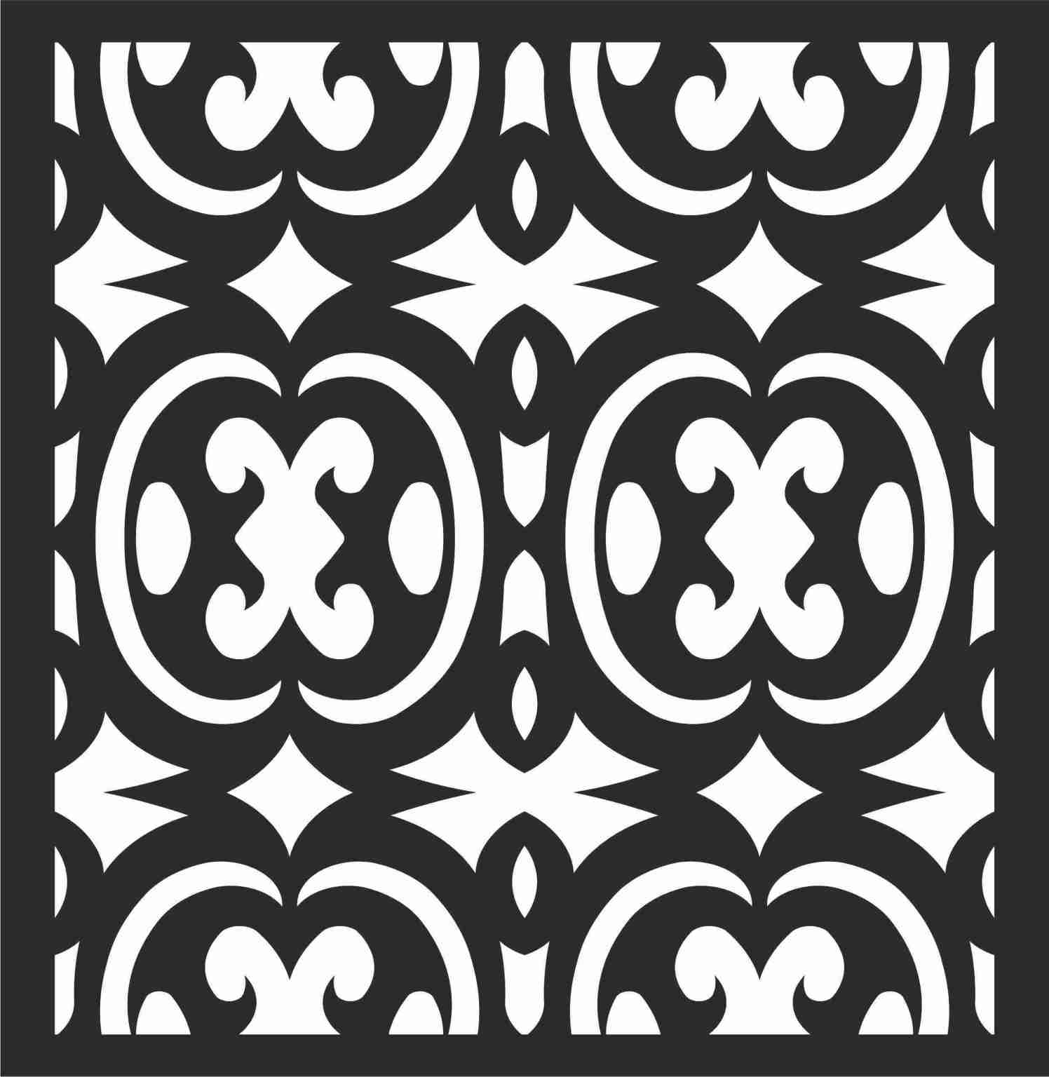 Floral Grill Screen Panel DXF File