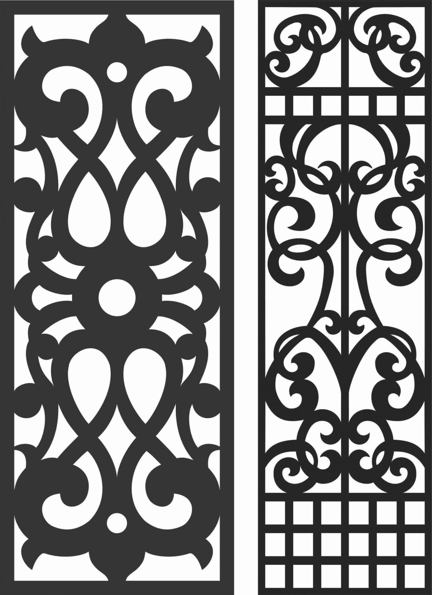 Floral Grill Screen Plasma DXF File