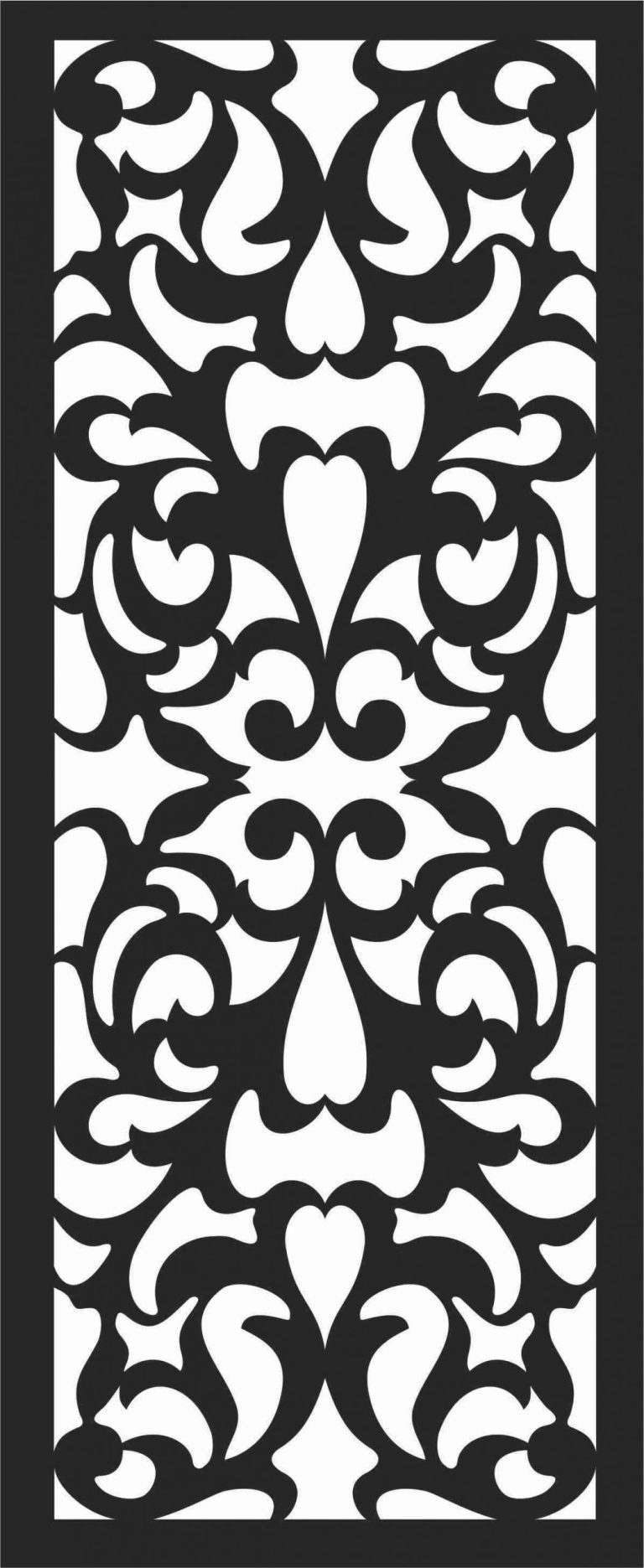Floral Laser Cut Metal Privacy Screen Panel DXF File