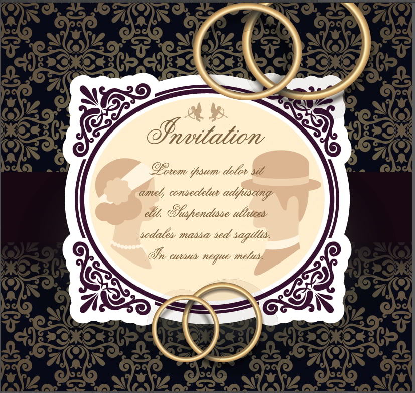 Floral Pattern Wedding Invitations Free Vector