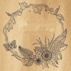 Floral Round Frame For Print Or Laser Engraving Machines Free Vector CDR File