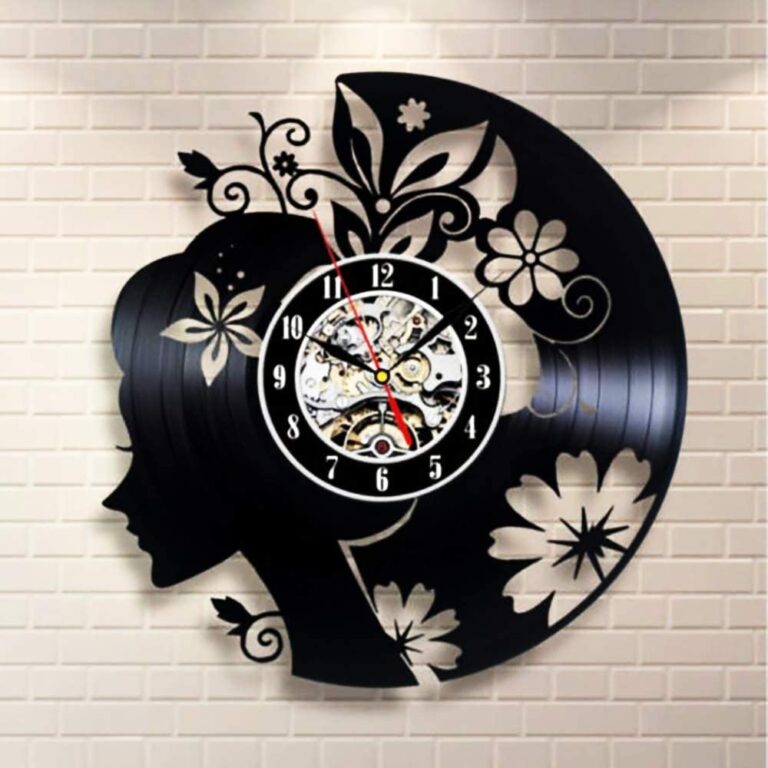 Floral Silhouettes Decorative Wall Clock Frame CDR File