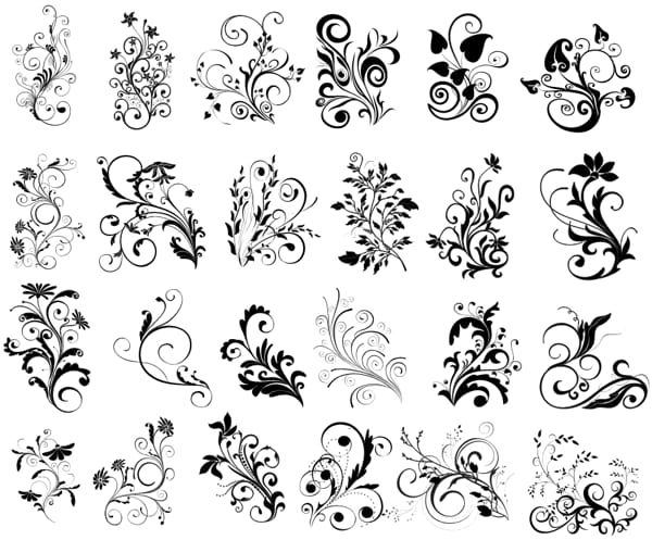 Floral Swirl Art Elements for Design Vector File