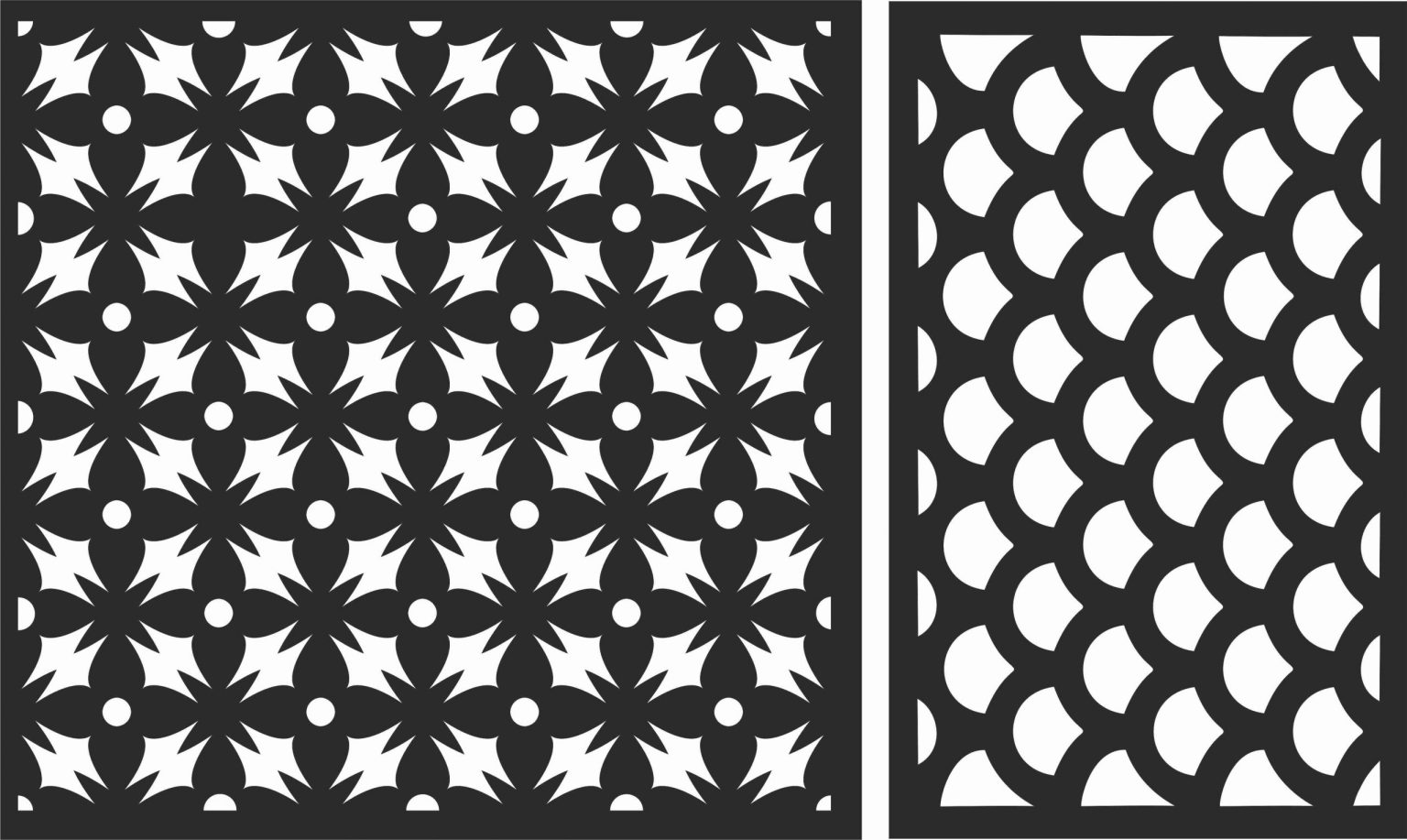 Flowery Grill Screen Panel DXF File
