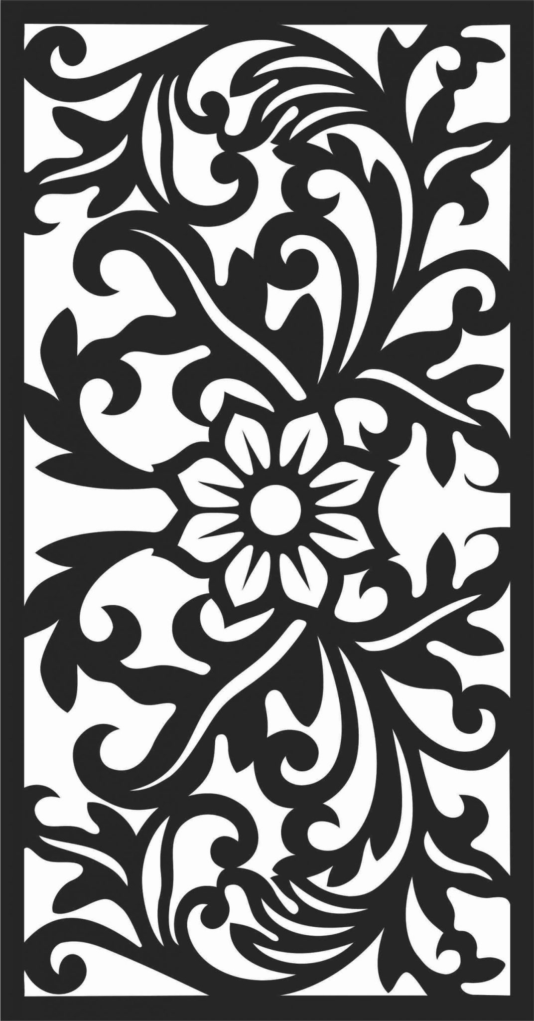 Flowery Home Front Steel Grill Panel Design DXF File