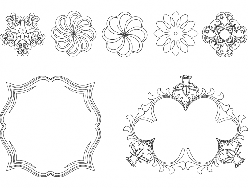 Frame and Flowers Free DXF Vectors File