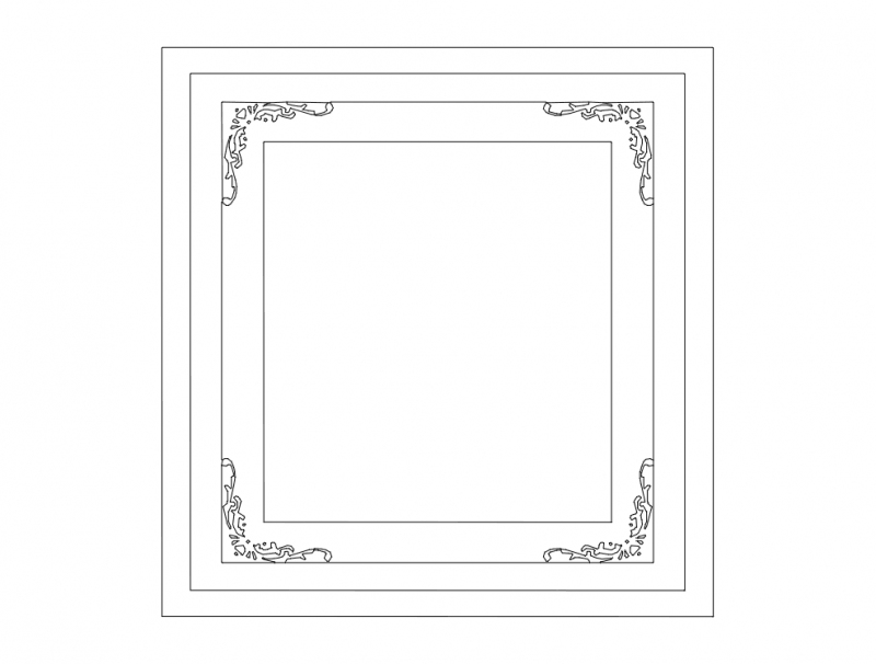 Frame With Floral Corners DXF File