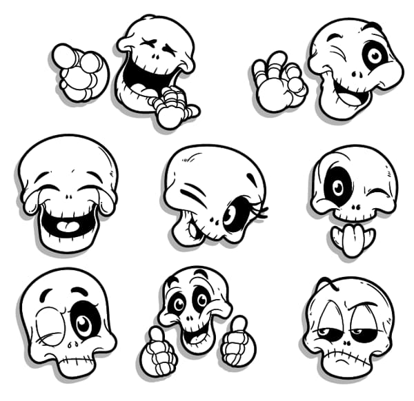 Funny Cartoon Skull Face Silhouette Free Vector Free Download | Vectors File