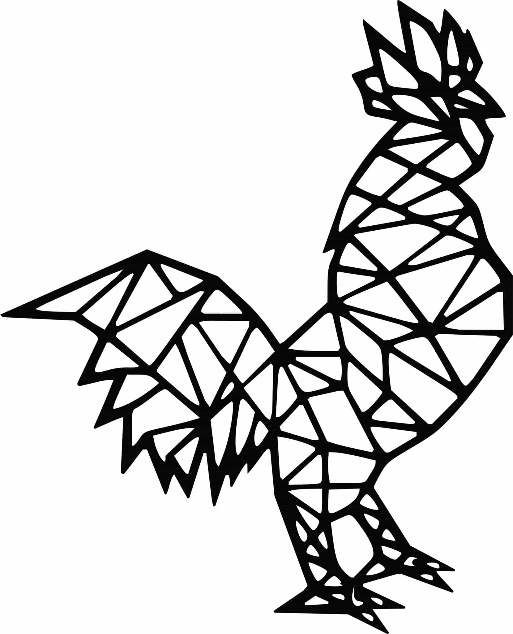 Geometric Rooster CDR, DXF and Ai File