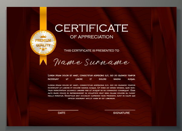 Gold Line Certificate of Appreciation Template Vector File