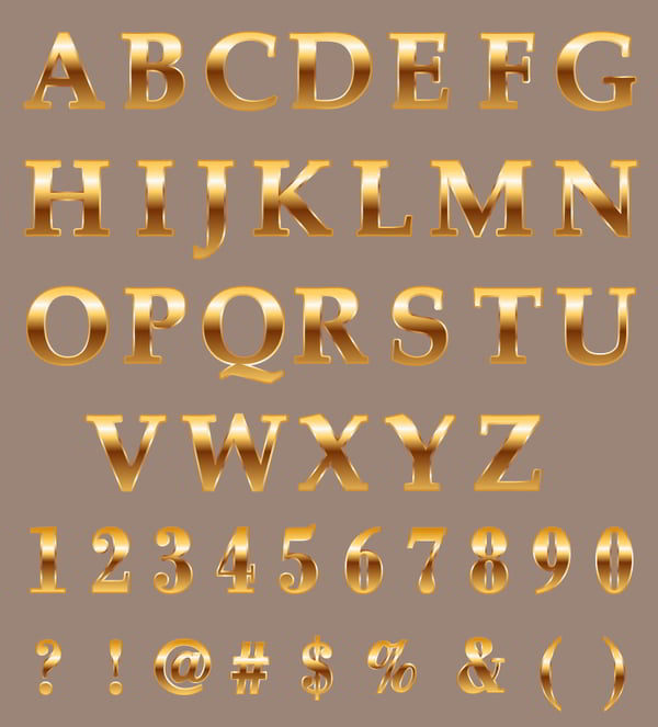 Golden Color Alphabet Capital Text Font Free Vector File
