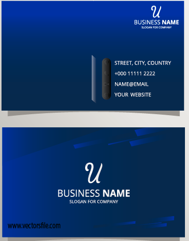 Gradient Blue Geometric Business Card Template Vector File