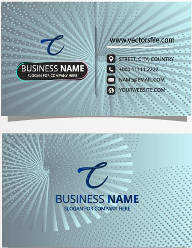 Gradient Business Card Template with Light Rays and Halftone Vector File