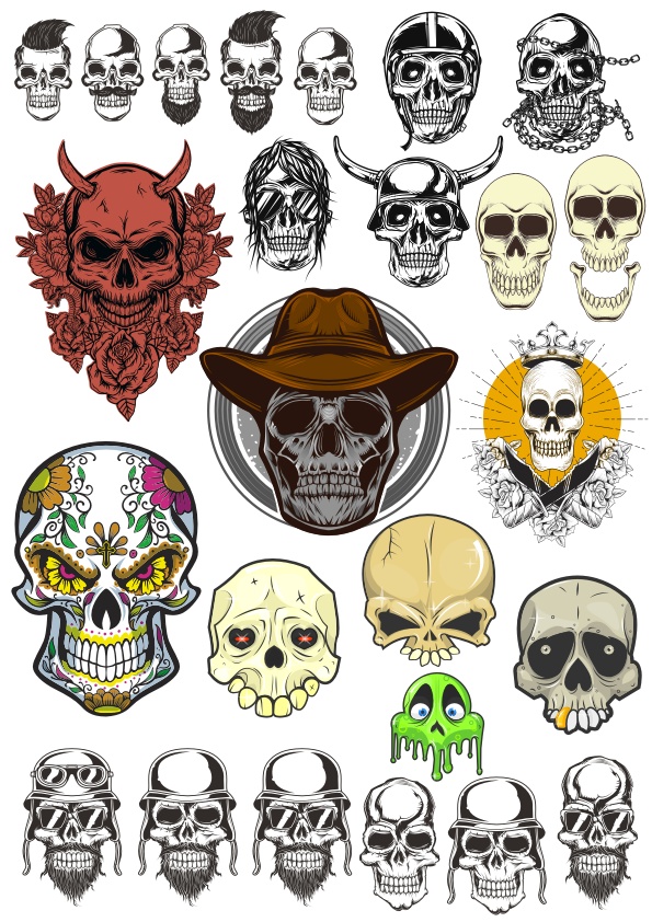 Graphic Skull Silhouette Tattoo Design CDR File