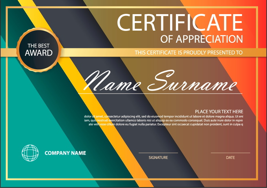 Green With Black Styles Certificate Template Design Vector File