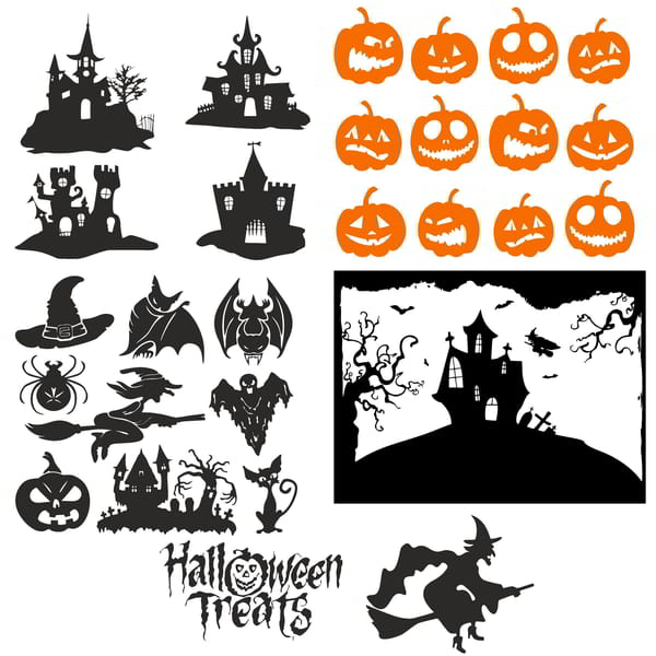 Halloween Sticker Silhouette Pack CDR File