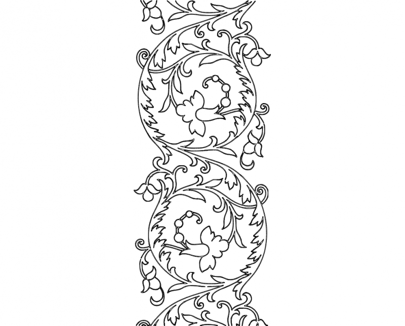 Hand Embroidery Pattern Scroll Design DXF File