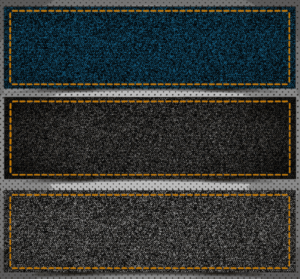 Header Templates Sets With Fabric and Stitch Background Free Vector