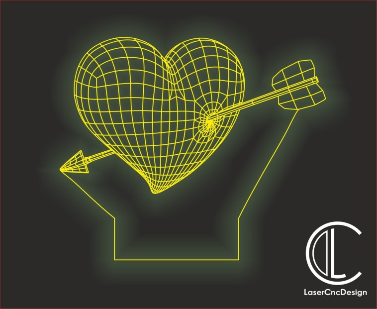Heart LED Night Lamp Vector File Free CDR File