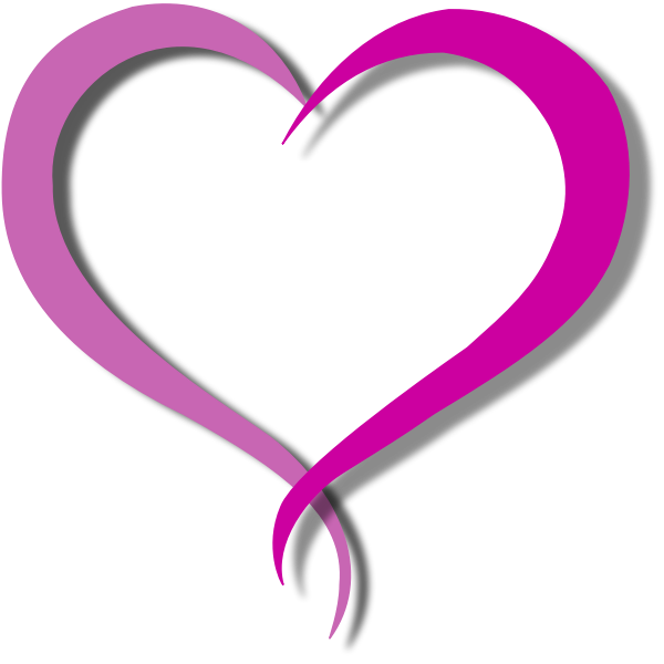 pink heart outline clipart