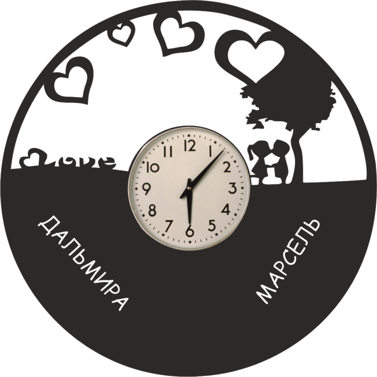 Heart Wall Silhouette Wall Clock Frame CDR File