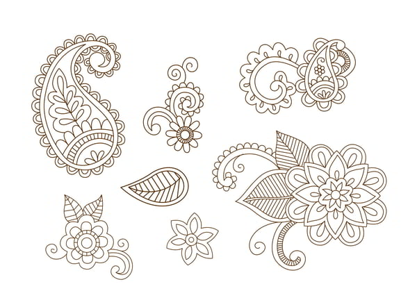 Henna Tattoo Brown Seamless Pattern Vector Art & Graphics | freevector.com