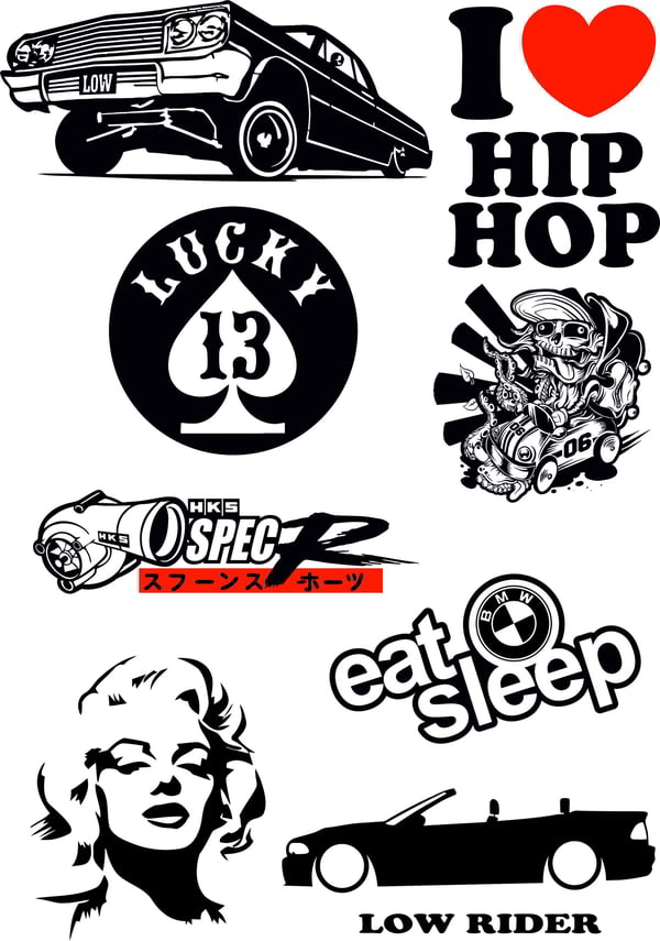 Hip Hop Stickers Car Vector Pack Free CDR Vectors File