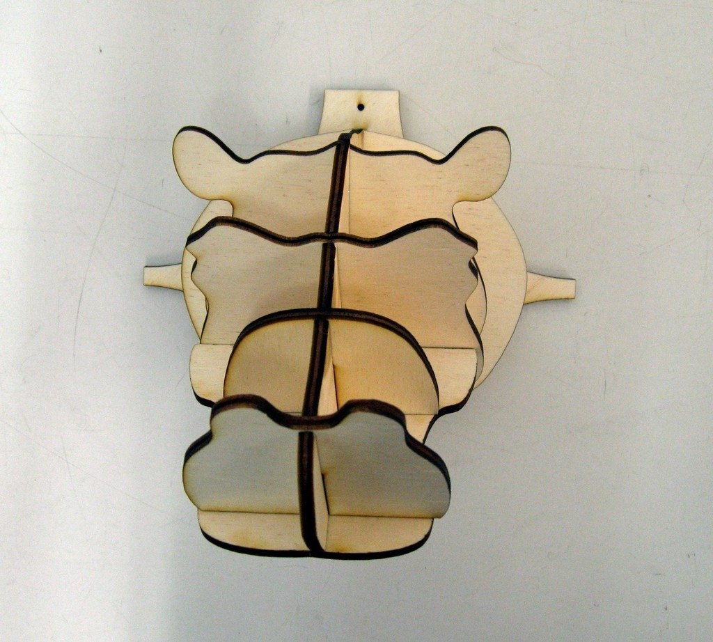 Hippo Head 4mm 3D Puzzle Plan Free CDR Vectors File
