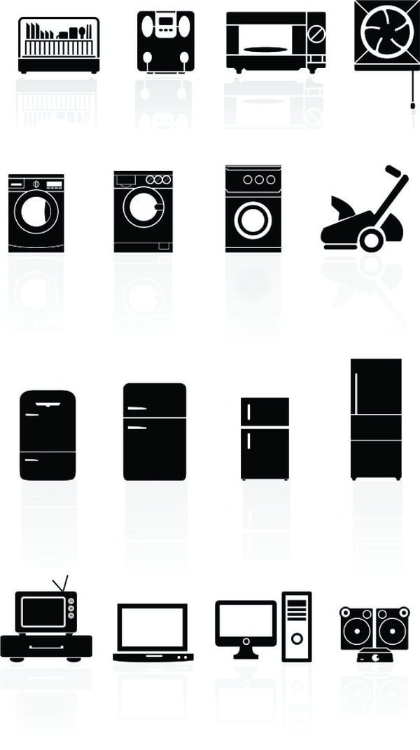 Home Appliances Icons Set Free Vector File