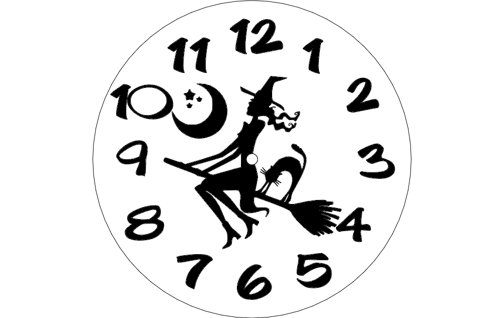 Horloge Sorciere Free Dxf For Cnc DXF Vectors File