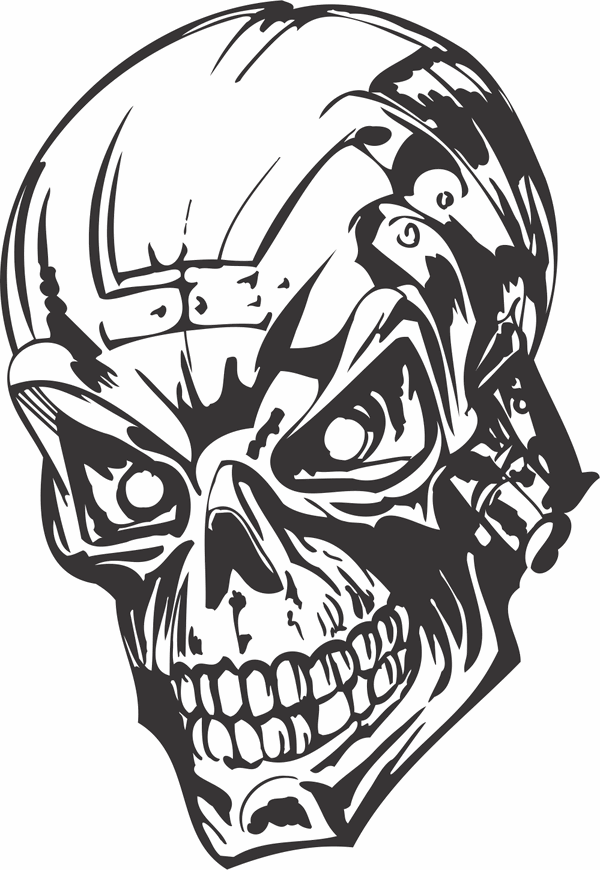 Human Evil Skull Dxf File Vectors File