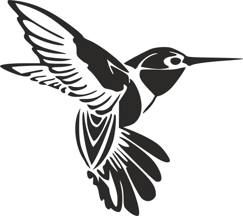 Humming Bird Tattoo Free DXF Vectors File. 