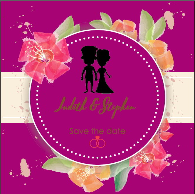 Illustration of A Wedding Invitation with Floral Decoration Free Vector