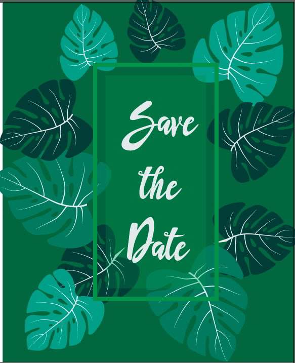 Invitation Card Backdrop Green Leaves Icons Ornament Free Vector