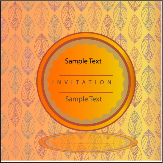 Invitation Card Cover Template Classical Sketch Repeating Leaves Free Vector
