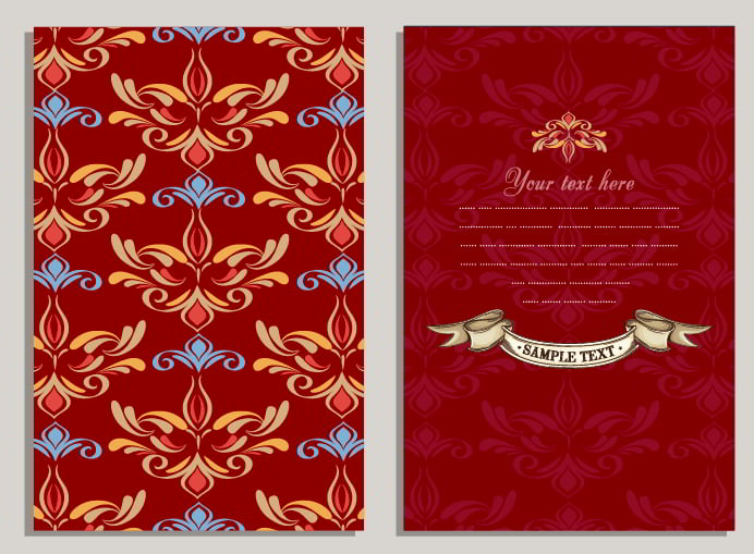 Invitation Card Template Classical Floral Sketch Blurred Decor Free Vector