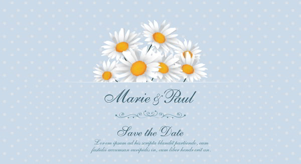 Invitation Card with Floral Badge Free Vector