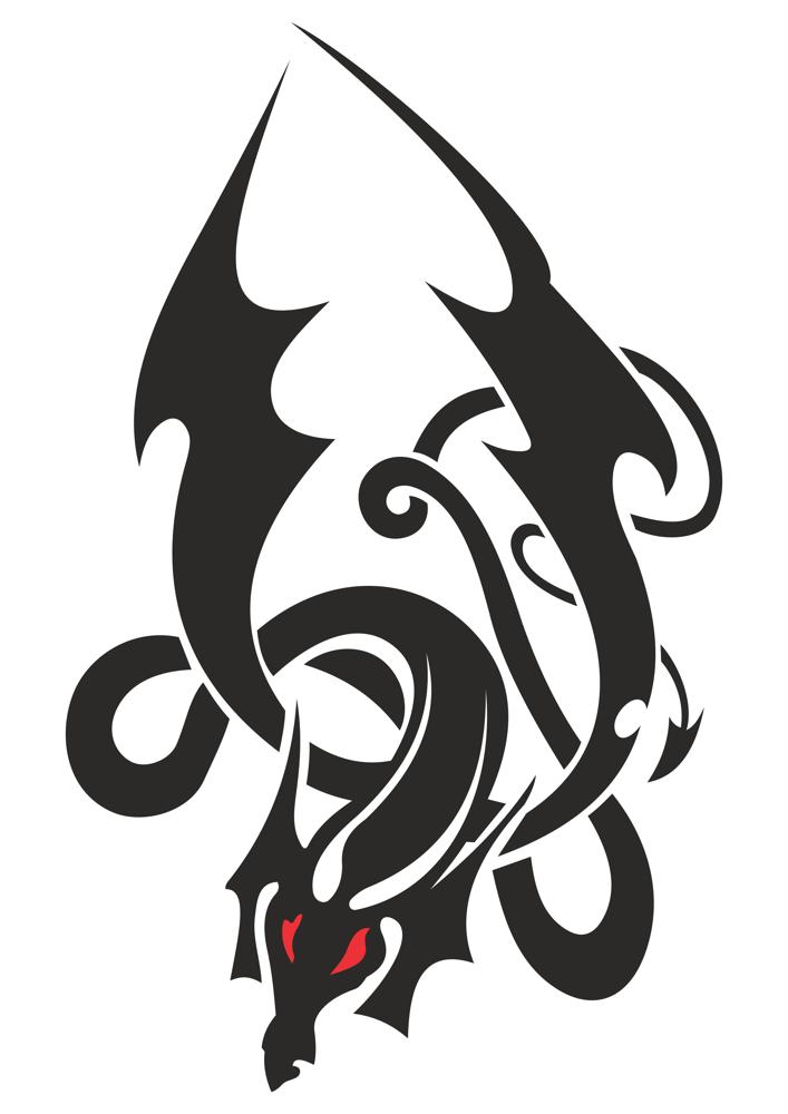 Japanese Dragon Tattoo Stencil Vector Free CDR Vectors File
