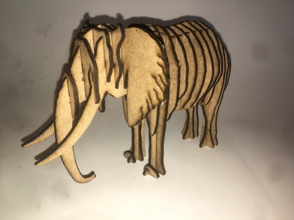 Laser Cut 3D Animal Wooden Puzzle Elephant 3mm Vector File