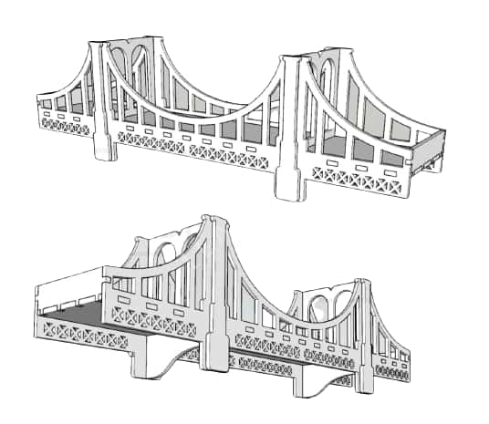 Laser Cut 3D Bridge Model CDR and DXF Vector File