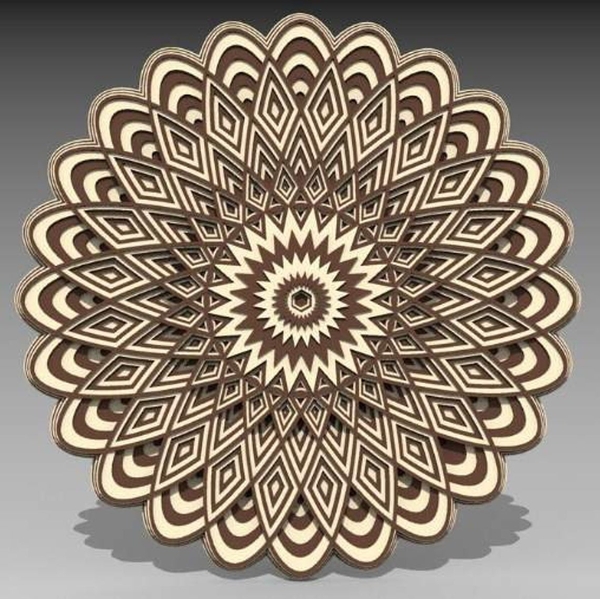 Laser Cut 3D Layered Mandala Ornament CDR File