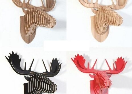 Laser Cut 3D Puzzle Deer Head for Wall Decoration Free Vector DXF File