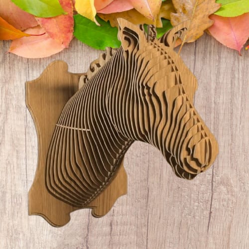 Laser Cut 3D Puzzle Horse Wall Mounted, 3D Model Animal Head Vector File
