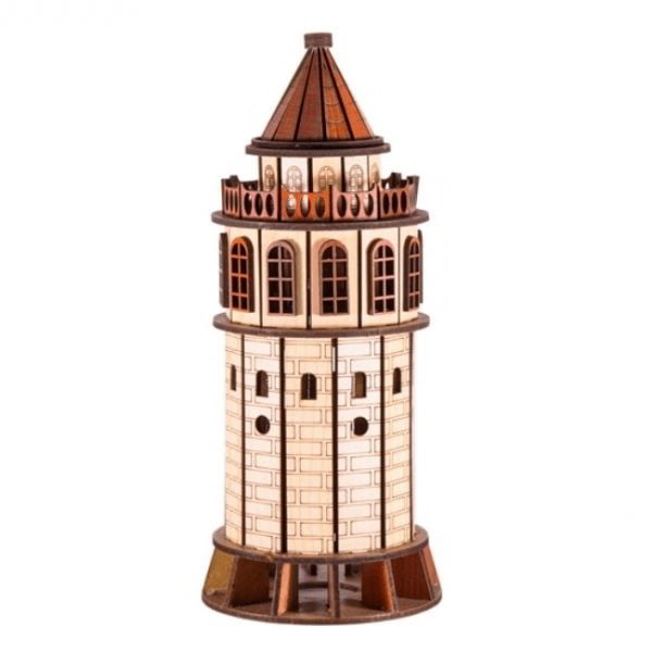 Laser Cut 3D Wooden Lighthouse Tower Building Model Vector File