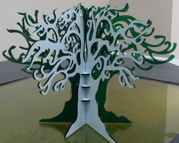 Laser Cut 3D Wooden Model Big Tree Free Vector CDR File