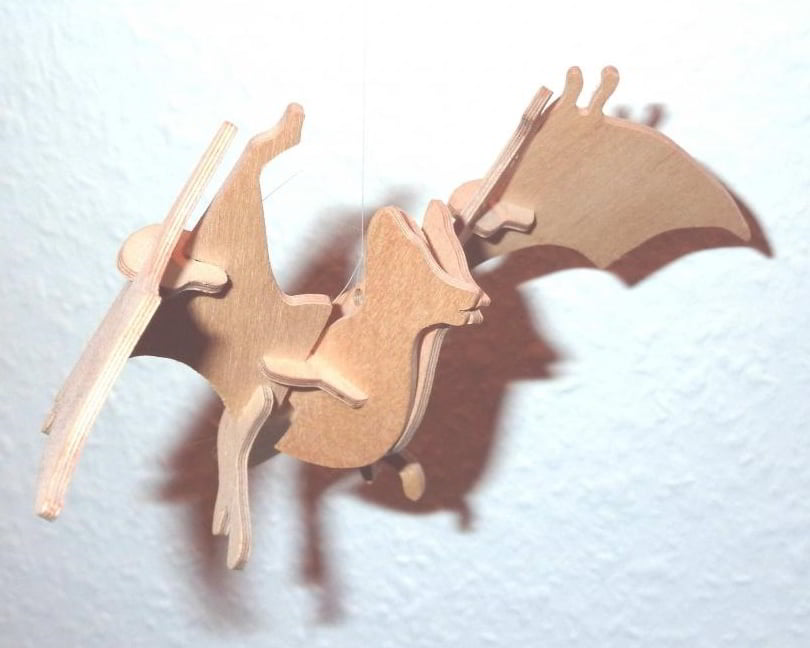 Laser Cut 3D Wooden Puzzle Bat Model CDR File