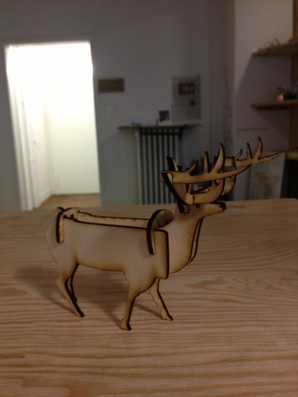 Laser Cut 3D Wooden Puzzle Deer, Animal 3D Puzzle DXF File